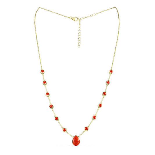 Goldplattierte Silberhalskette mit roter Schwammkoralle
