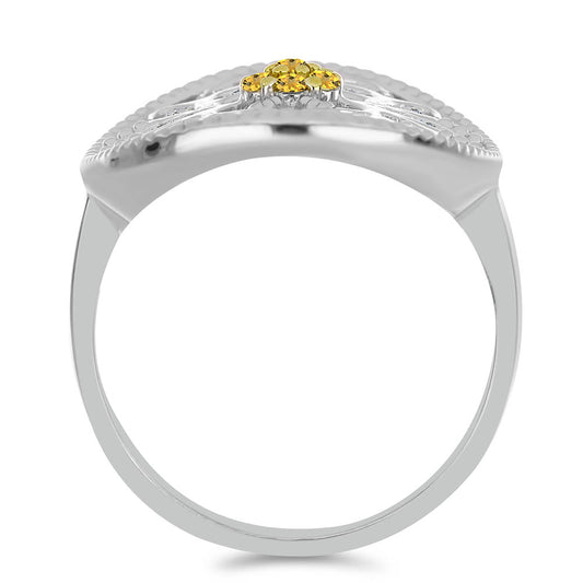 Silberring mit Zitrin aus dem Ural und weißem Topas