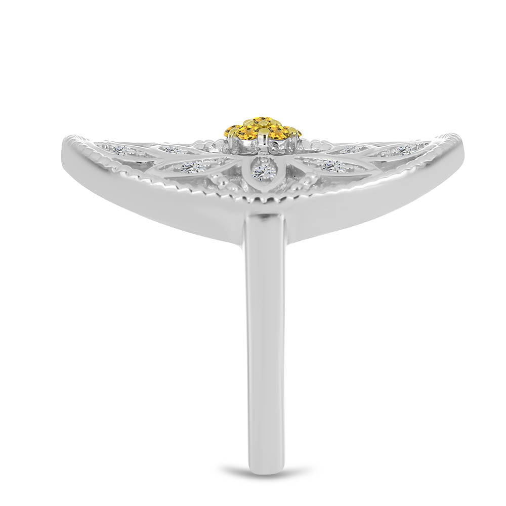 Silberring mit Zitrin aus dem Ural und weißem Topas