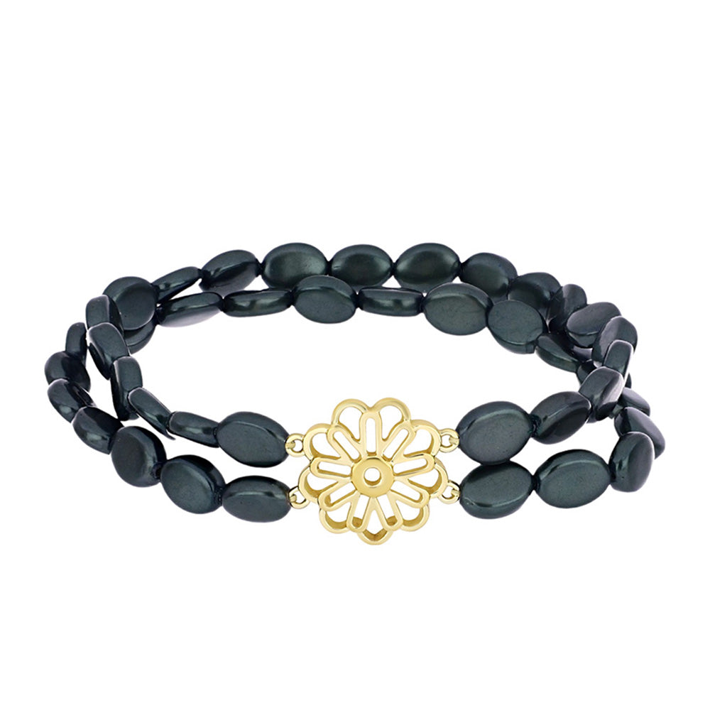 Goldplattiertes Silberarmband mit Tahitigrüne-Illusion Süßwasserperle
