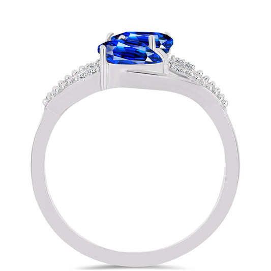 Silberring mit australischem blauem Saphir und weißem Topas