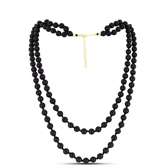 Goldplattierte Silberhalskette mit schwarzem Onyx