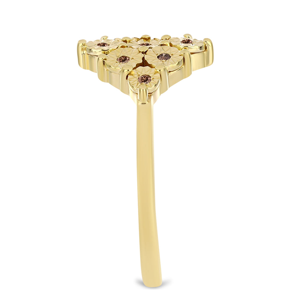 Goldplattierter Silberring mit Cognac-Diamant