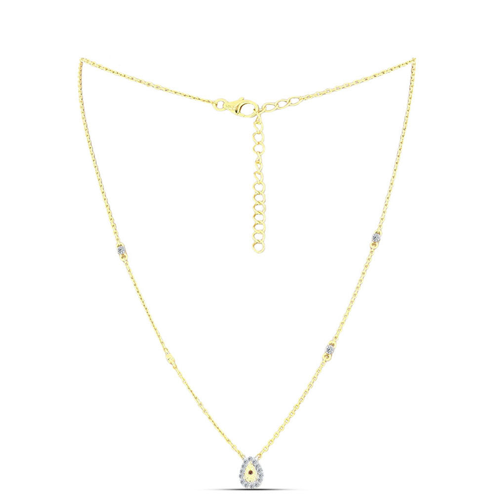 Goldplattierte Silberhalskette mit Cognac-Diamant und weißem Topas