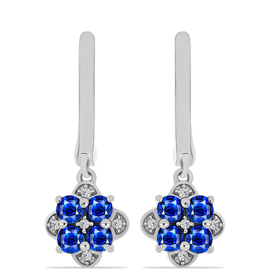 Silberohrringe mit australischem blauem Saphir und weißem Topas