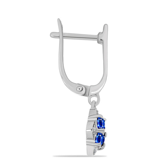 Silberohrringe mit australischem blauem Saphir und weißem Topas