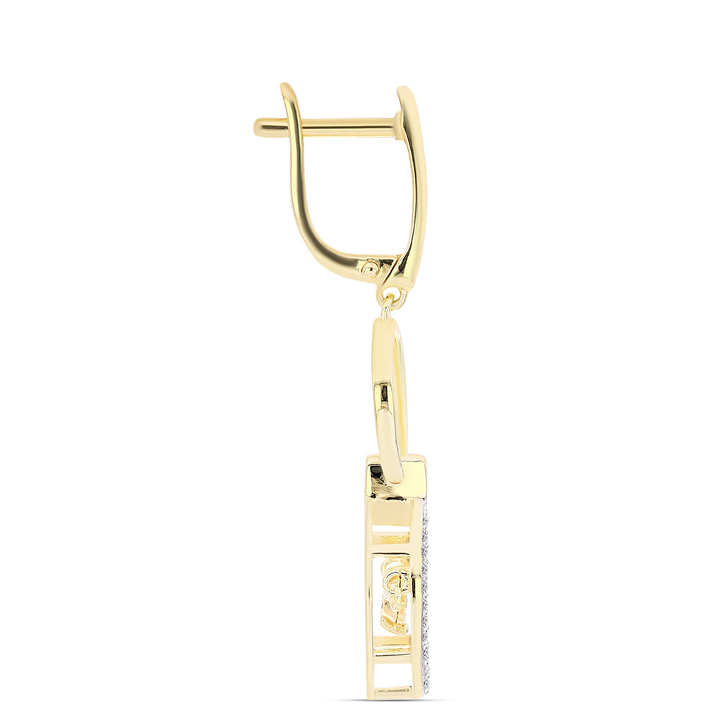 Goldplattierte Silberohrringe mit Cognac-Diamant und weißem Topas