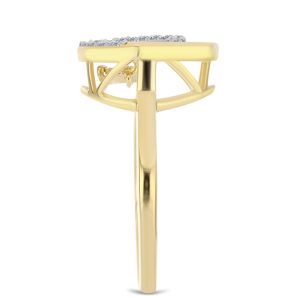 Goldplattierter Silberring mit Cognac-Diamant und weißem Topas