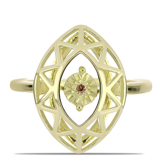 Goldplattierter Silberring mit Cognac-Diamant