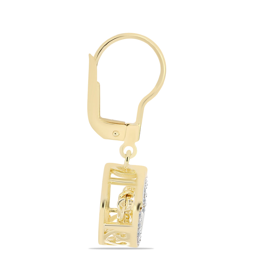 Goldplattierte Silberohrringe mit Cognac-Diamant und weißem Topas