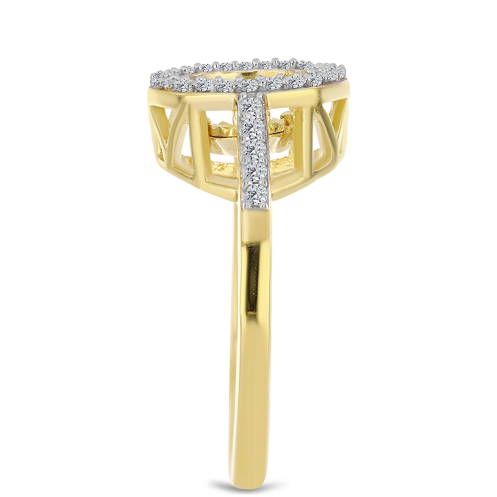 Goldplattierter Silberring mit Cognac-Diamant und weißem Topas