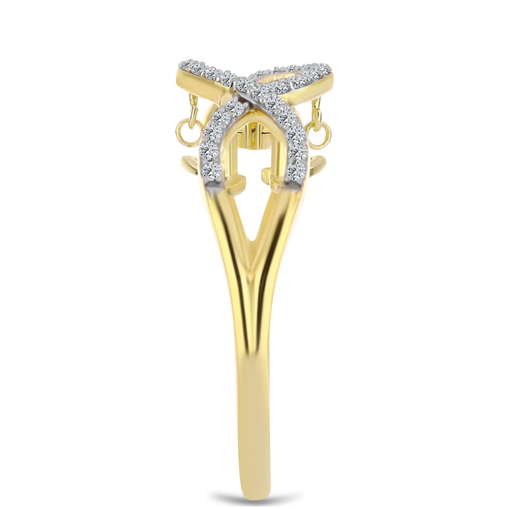 Goldplattierter Silberring mit Cognac-Diamant und weißem Topas