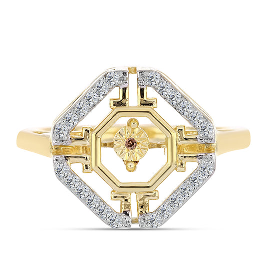 Goldplattierter Silberring mit Cognac-Diamant und weißem Topas