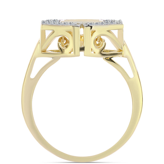 Goldplattierter Silberring mit Cognac-Diamant und weißem Topas