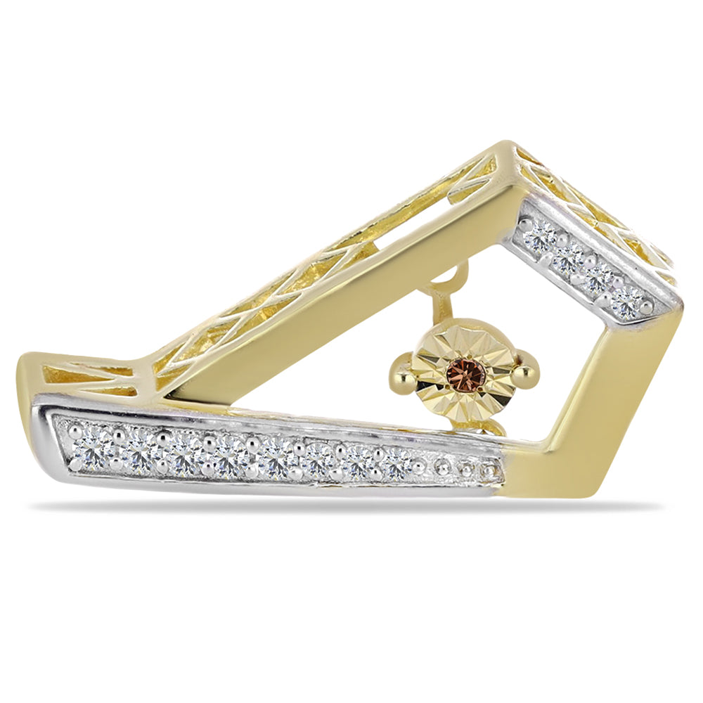 Goldplattierte Silberohrringe mit Cognac-Diamant und weißem Topas