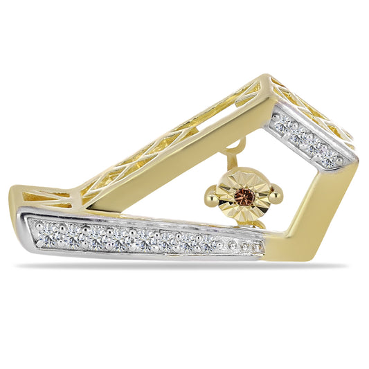 Goldplattierte Silberohrringe mit Cognac-Diamant und weißem Topas