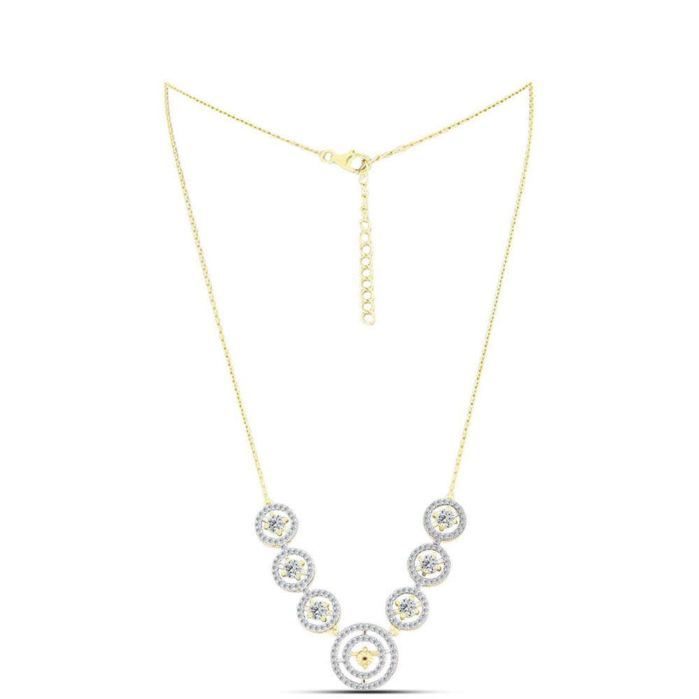 Goldplattierte Silberhalskette mit Cognac-Diamant und weißem Topas