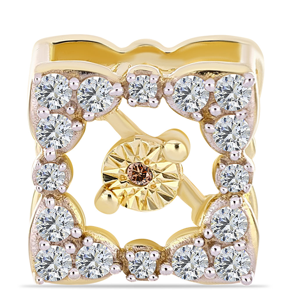 Goldplattierte Silberbrosche mit Cognac-Diamant und weißem Topas