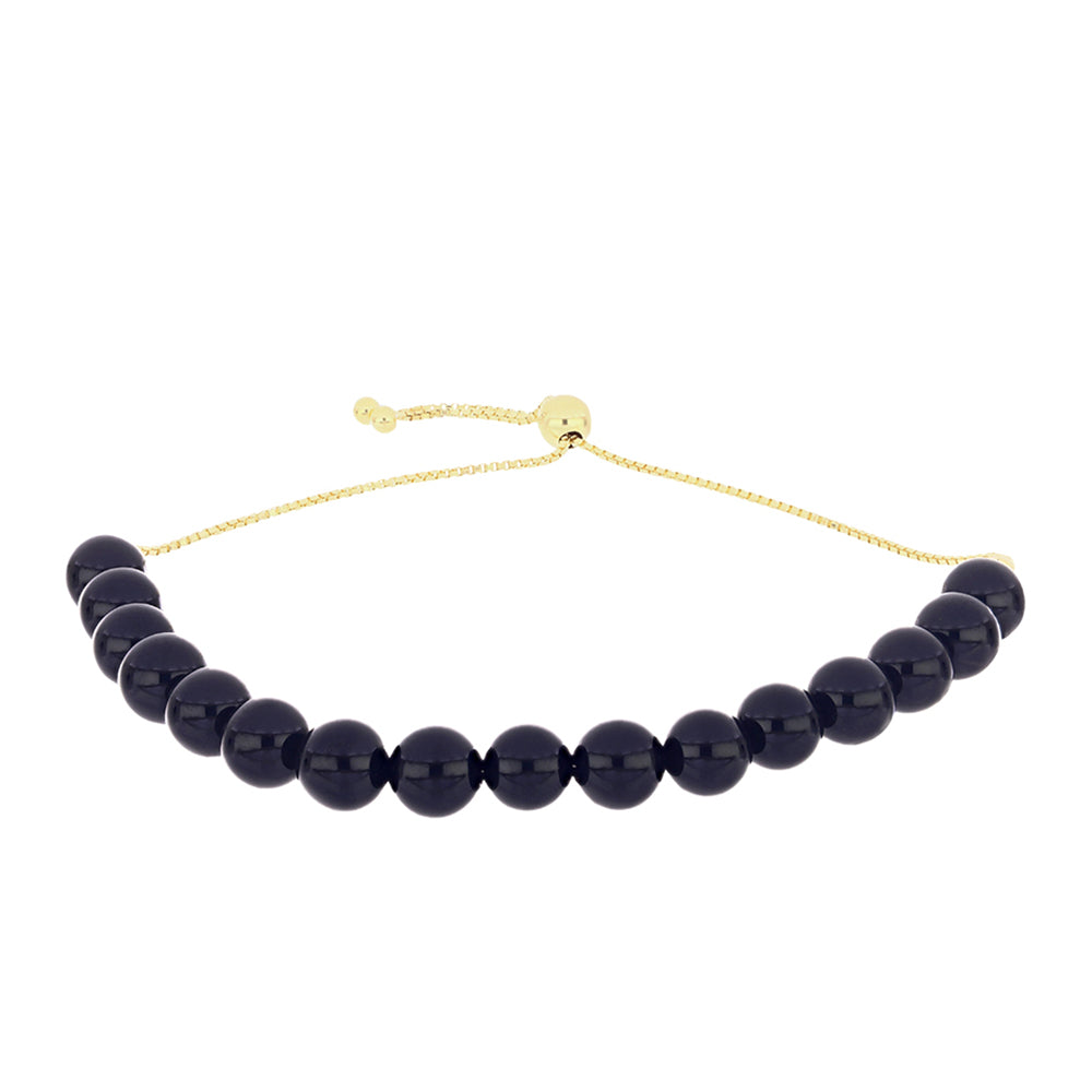 Goldplattiertes Silberarmband mit schwarzem Onyx