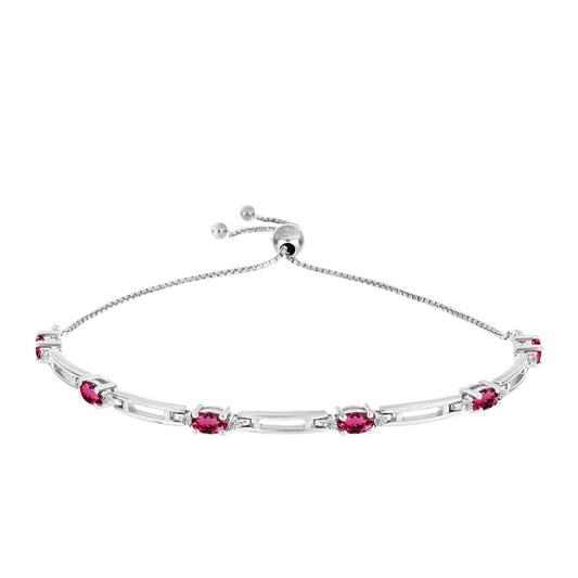 Silberarmband mit Rubellit aus Cruzeiro und weißem Topas