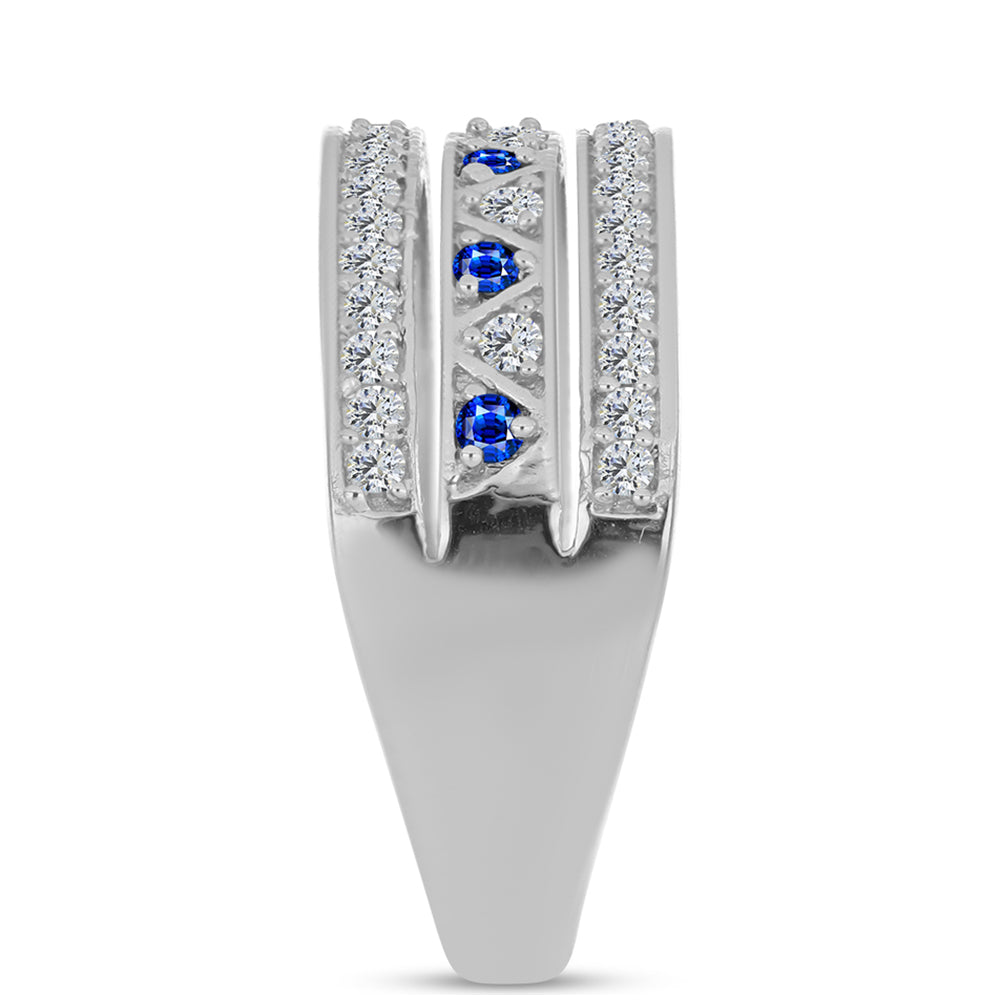 Silberring mit australischem blauem Saphir und weißem Topas