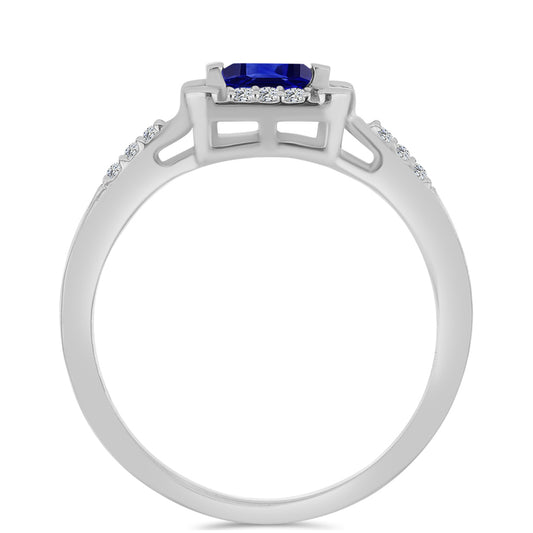 Silberring mit australischem blauem Saphir und weißem Topas