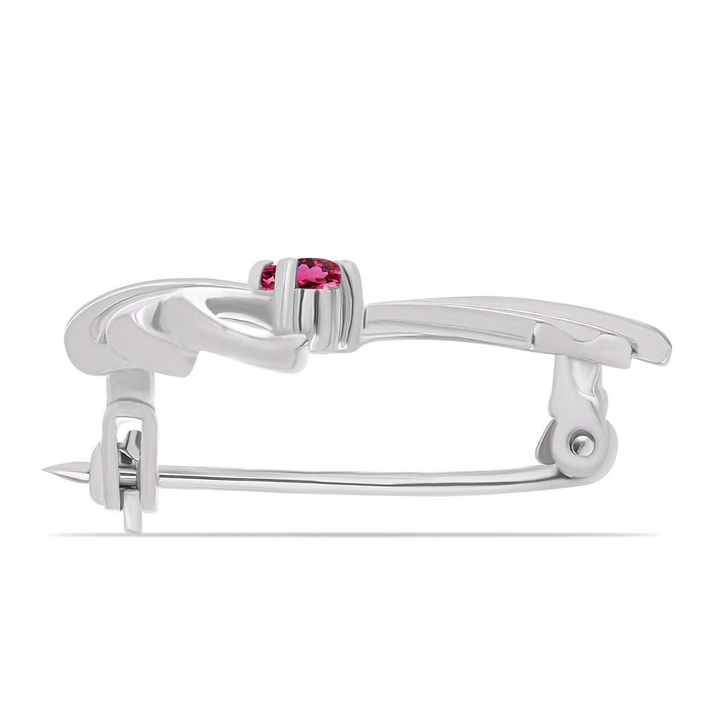 Silberbrosche mit Rubellit aus Cruzeiro