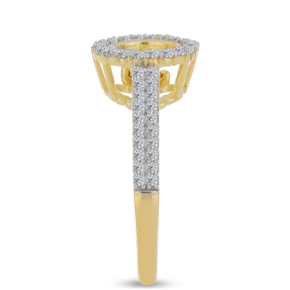 Goldplattierter Silberring mit Cognac-Diamant und weißem Topas