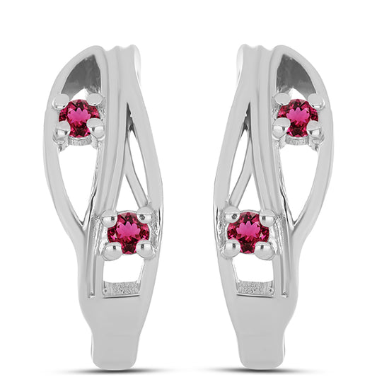 Silberohrringe mit Rubellit aus Cruzeiro