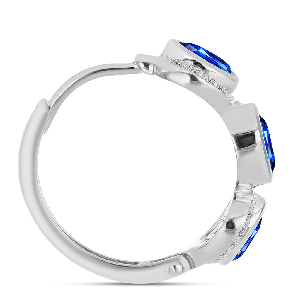 Silberohrringe mit australischem blauem Saphir und weißem Topas