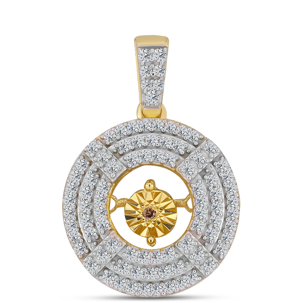 Goldplattierter Silberanhänger mit Cognac-Diamant und weißem Topas