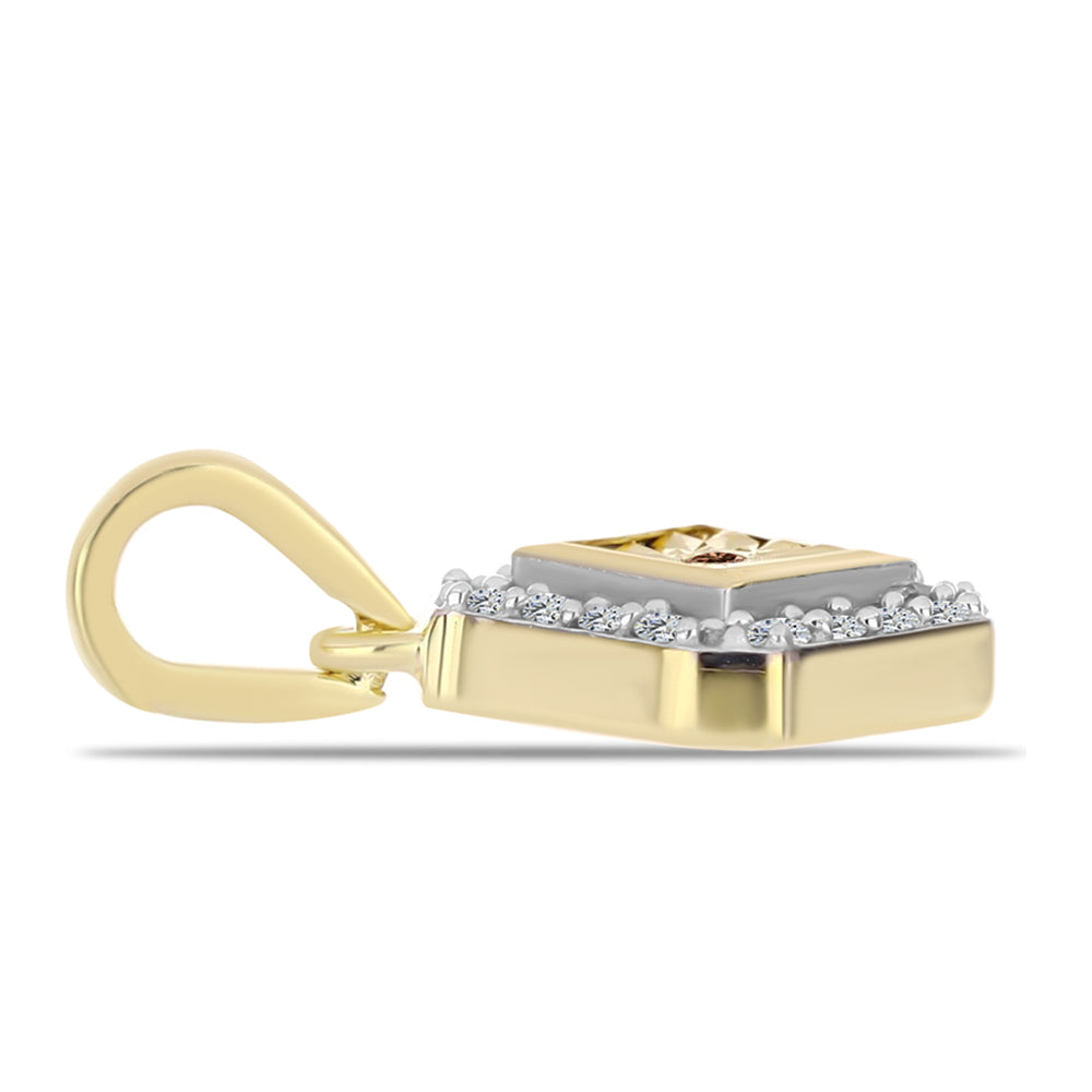 Goldplattierter Silberanhänger mit Cognac-Diamant und weißem Topas