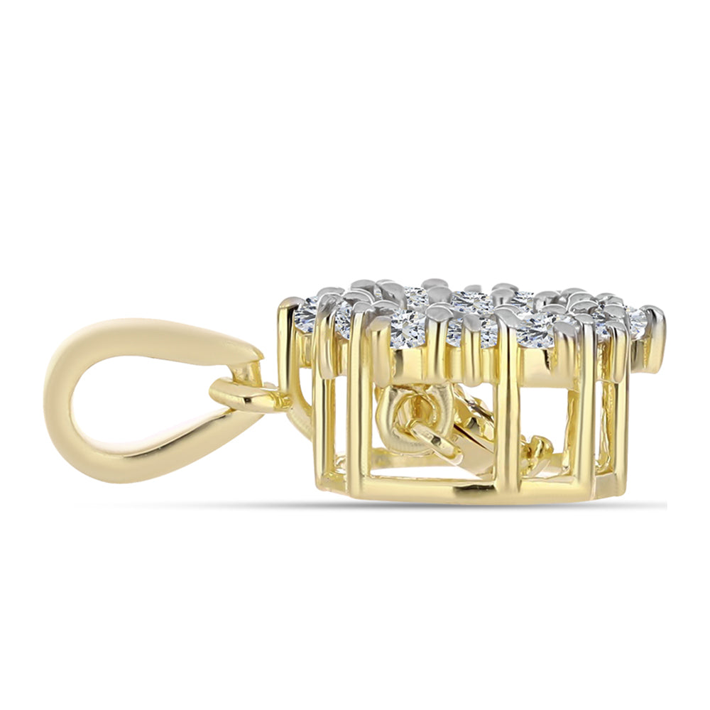 Goldplattierter Silberanhänger mit Cognac-Diamant und weißem Topas