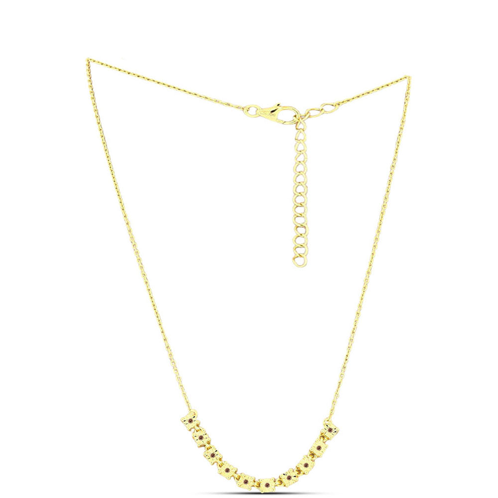 Goldplattierte Silberhalskette mit Cognac-Diamant