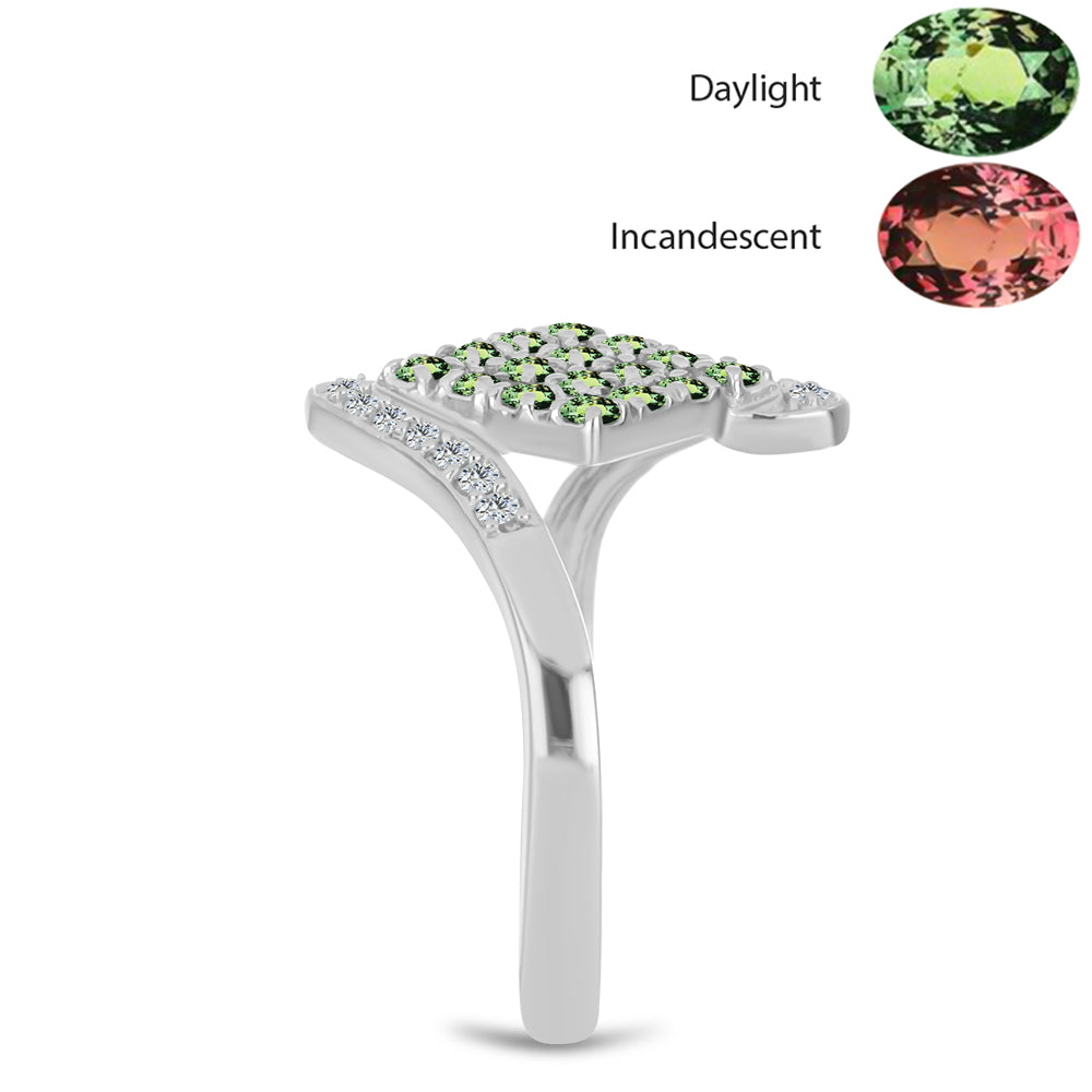 Silberring mit natürlichem Alexandrit und weißem Topas