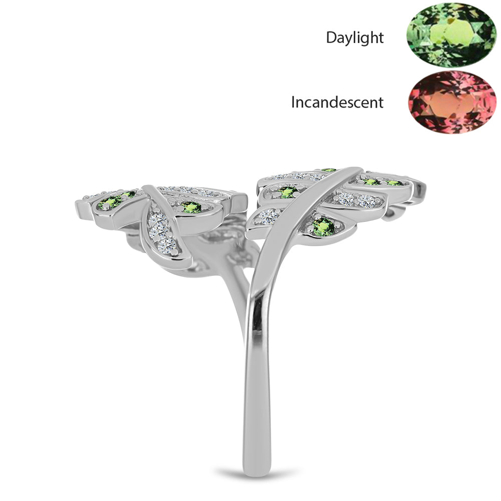 Silberring mit natürlichem Alexandrit und weißem Topas