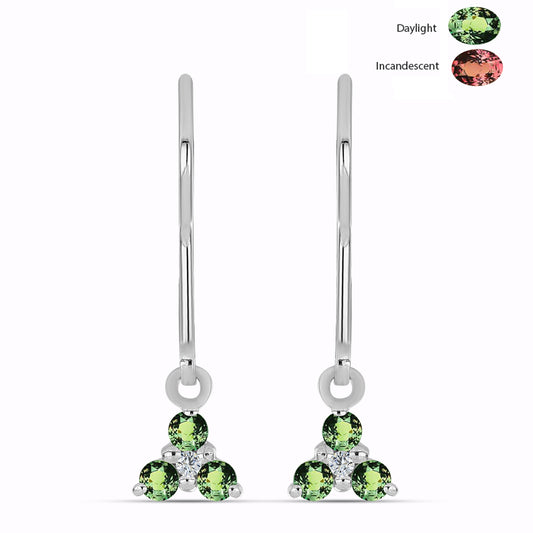 Silberohrringe mit natürlichem Alexandrit und weißem Topas