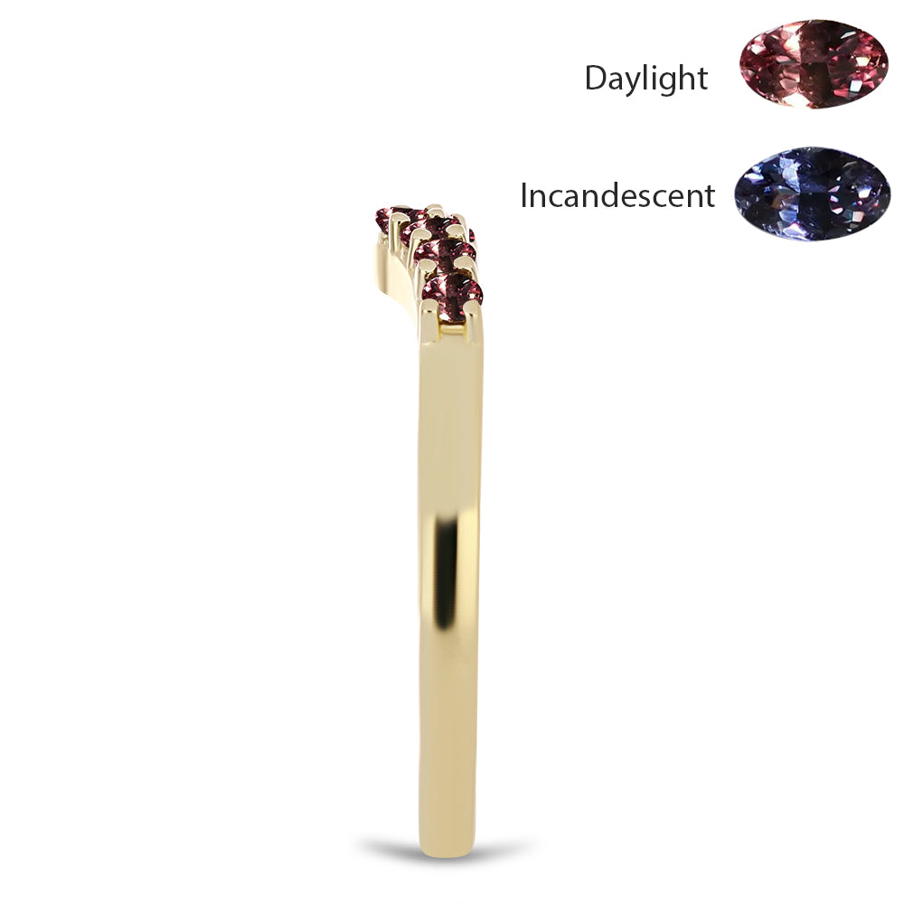 Goldplattierter Silberring mit farbwechselndem Granat aus Tsivory