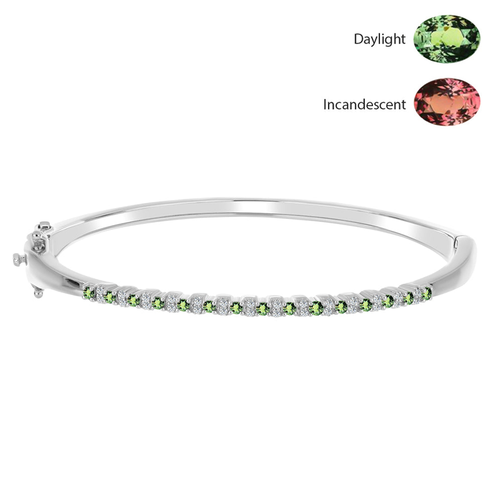 Silberarmreif mit natürlichem Alexandrit und weißem Topas