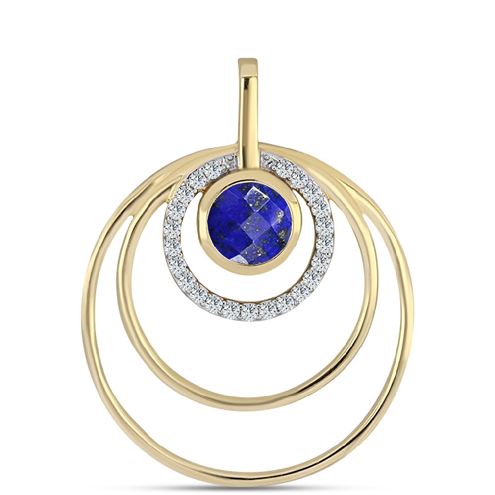 Goldplattierter Silberanhänger mit Lapislazuli und weißem Topas