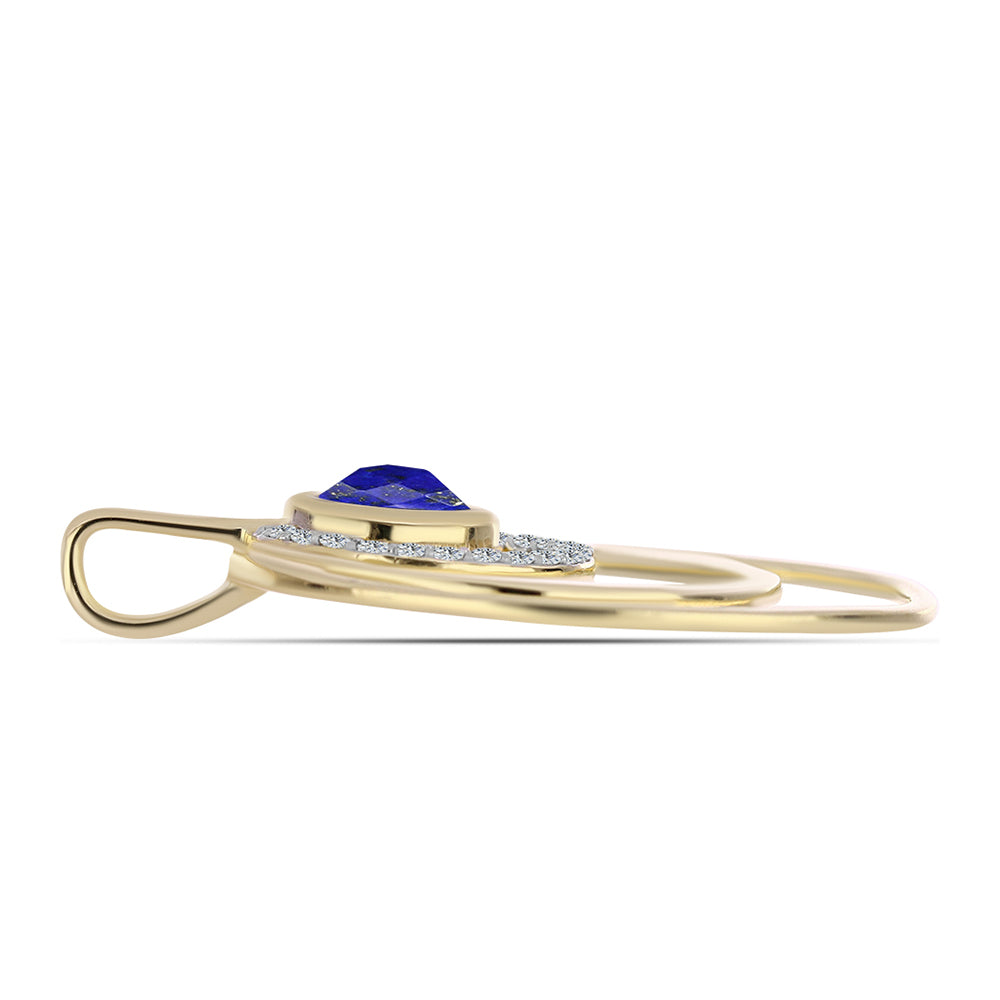 Goldplattierter Silberanhänger mit Lapislazuli und weißem Topas