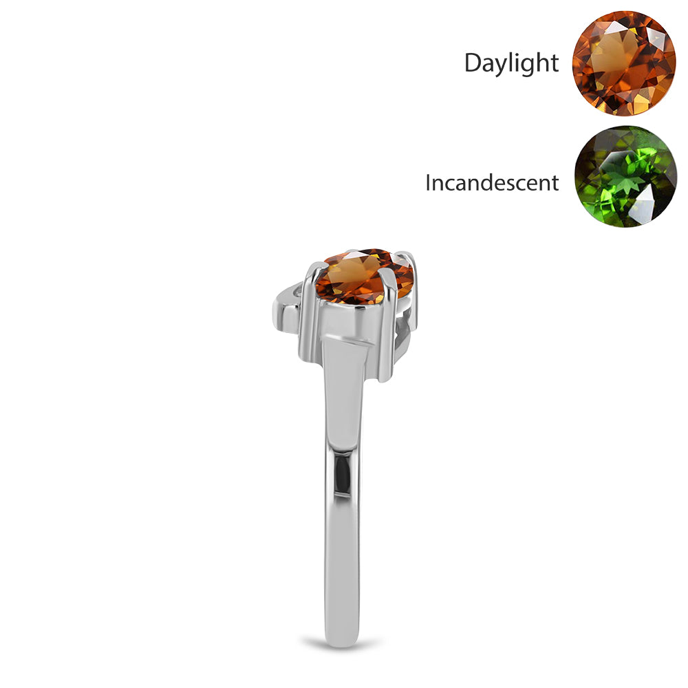 Silberring mit zertifiziertem laborgezüchteten Zultanit aus Anatolien und weißem Topas