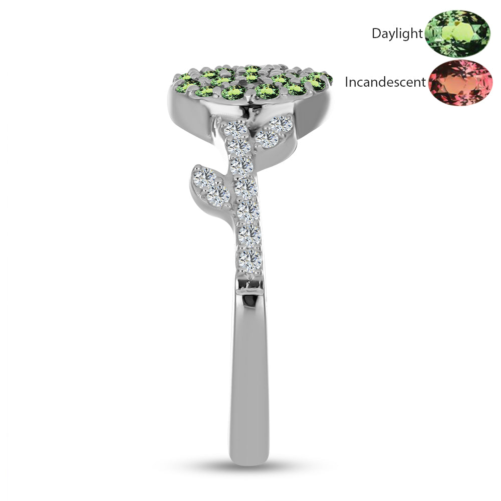 Silberring mit natürlichem Alexandrit und weißem Topas