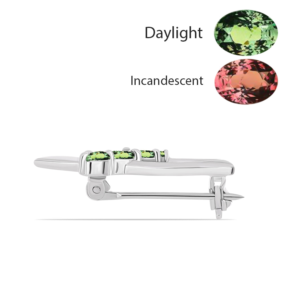 Silberbrosche mit natürlichem Alexandrit