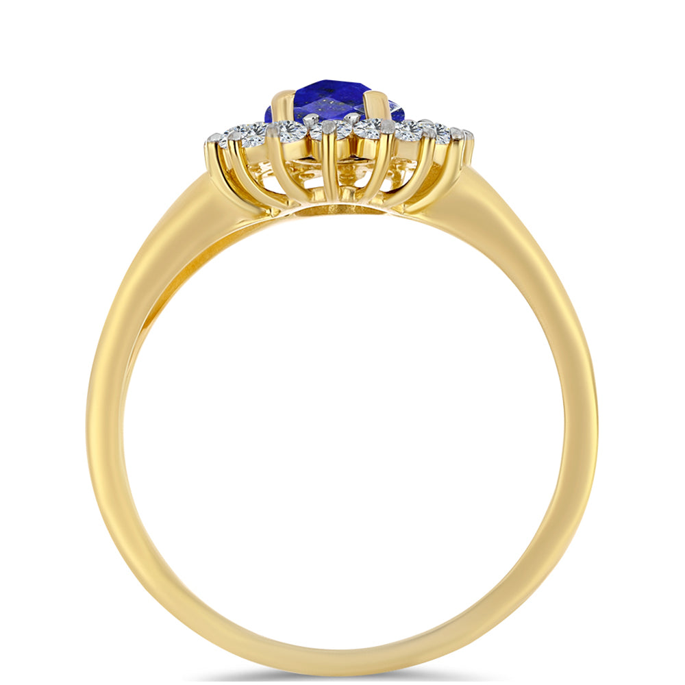 Goldplattierter Silberring mit Lapislazuli und weißem Topas