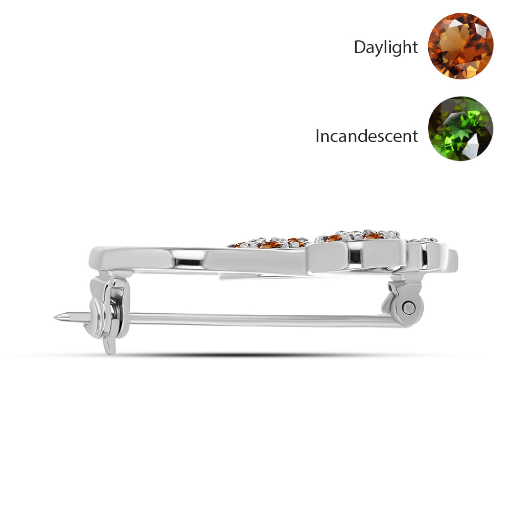 Silberbrosche mit zertifiziertem laborgezüchteten Zultanit aus Anatolien