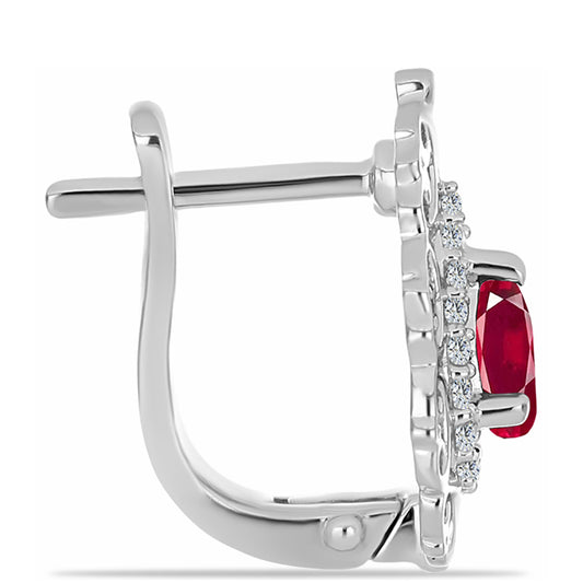 Silberohrringe mit Rubin aus Madagaskar und weißem Topas