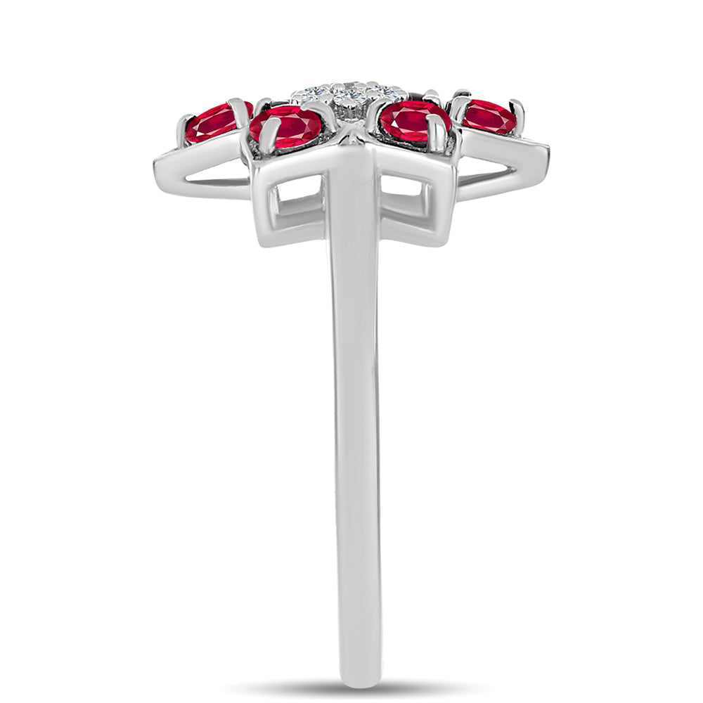 Silberring mit Rubin aus Madagaskar und weißem Topas