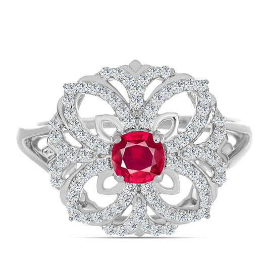 Silberring mit Rubin aus Madagaskar und weißem Topas