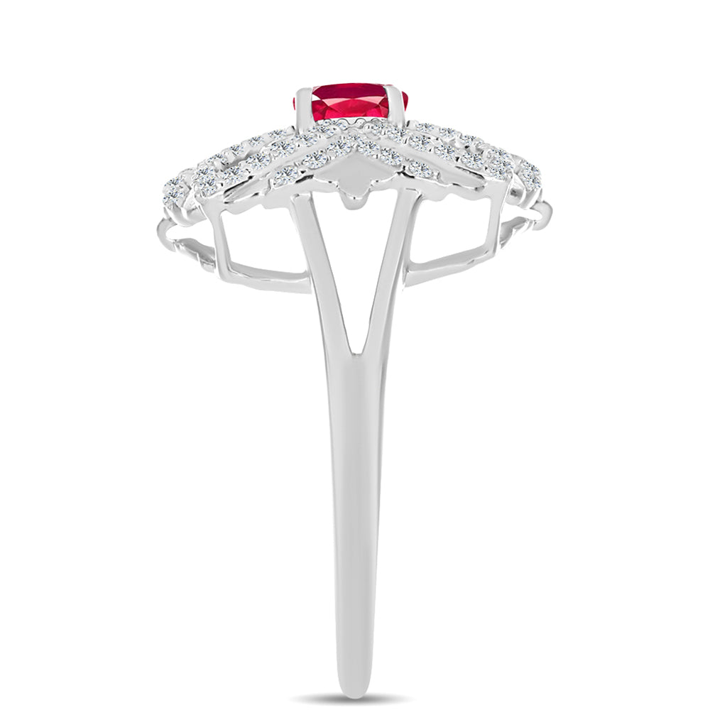 Silberring mit Rubin aus Madagaskar und weißem Topas